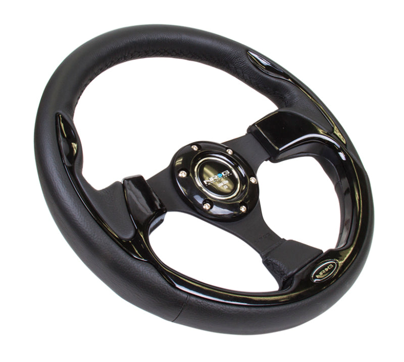 NRG Reinforced Steering Wheel 320mm Black with Gloss Black Trim - OneFastShop