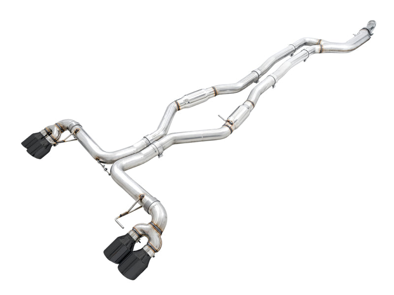 AWE Track Edition Cat-Back Exhaust - BMW M340i, M340i xDrive 2020-2026 - Quad Diamond Black Tips