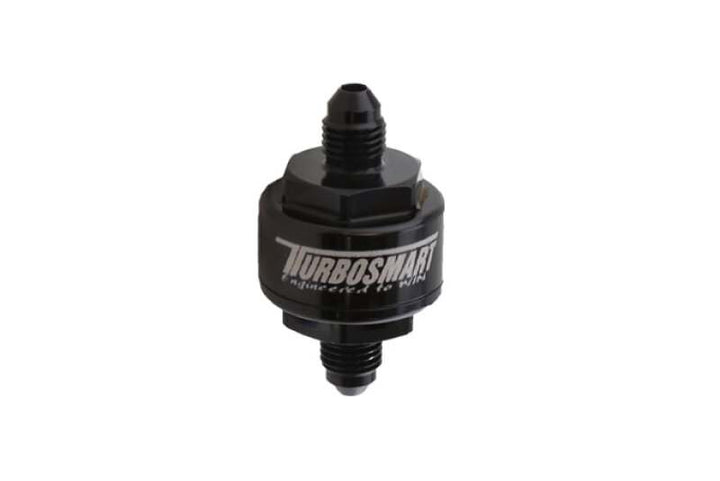 Turbosmart Billet Turbo Oil Feed Filter 44 Micron Pleated Disc AN-3 Male Inlet Black - OneFastShop