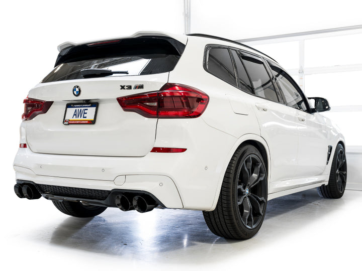 AWE Tuning Axle-Back Exhaust SwitchPath 2020-2025 BMW X3 M/M Comp (F97) AWD Diamond Black Tips