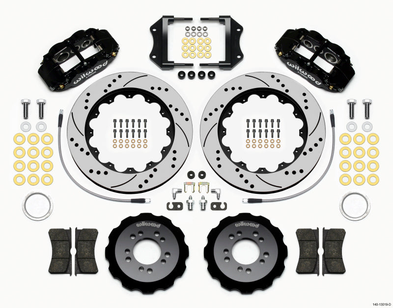 Wilwood Narrow Superlite 6R Front Hat Kit 14.00 Inch Drilled 2013-Up Ford Focus ST with Lines