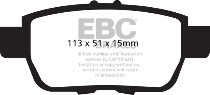 EBC Yellowstuff Rear Brake Pads - Honda Ridgeline, Acura TL, Jeep Grand Cherokee 2006-2014