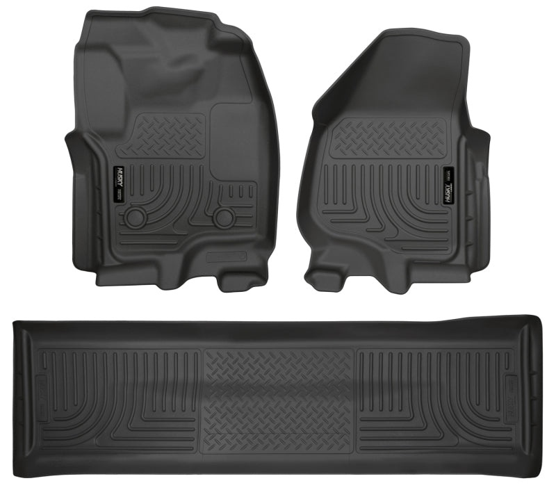 Husky Liners WeatherBeater Combo Black Floor Liners for 2012.5 Ford SD Crew Cab (w/o Manual Trans Case) - OneFastShop