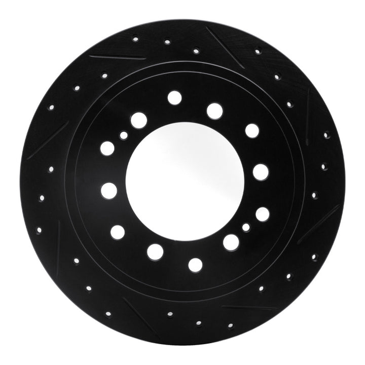 R1 10-24 Lexus GX460 Rear Right Drilled and Slotted Black Brake Rotor