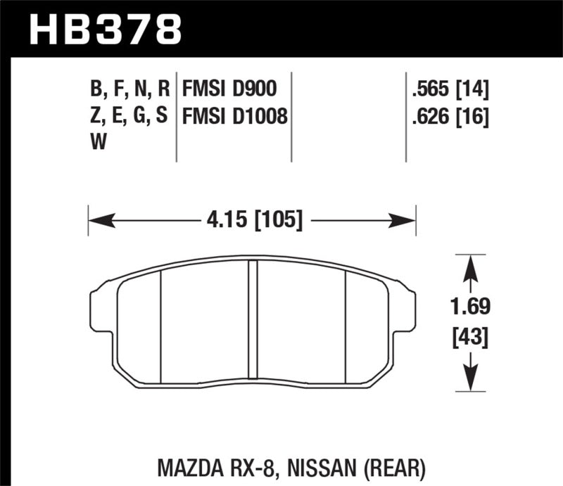 Hawk Performance HP+ Brake Pads - Rear Mazda RX-8, INFINITI G20, I35 (2001-2011)