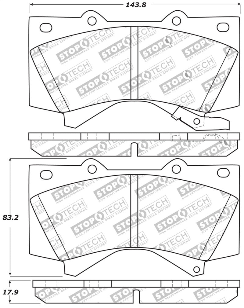 StopTech Performance Front Brake Pads for 13-18 Toyota Land Cruiser and Lexus LX570 2008-2021 - OneFastShop