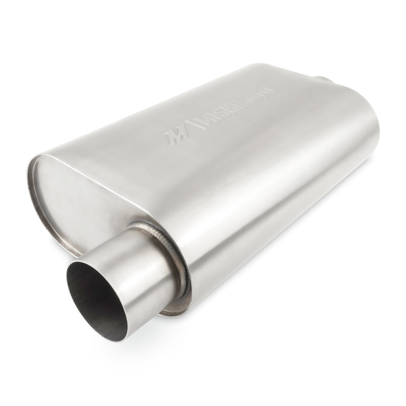 Mishimoto Muffler 3.0in Offset Inlet Outlet Brushed - OneFastShop