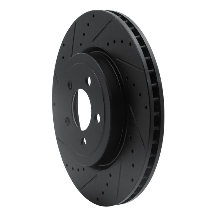 R1 09-23 Dodge Challenger Front Left Drilled and Slotted Black Brake Rotor