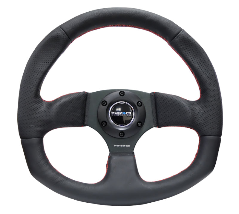 NRG Reinforced Steering Wheel Leather with Red Stitching - 320mm Horizontal / 330mm Vertical - OneFastShop