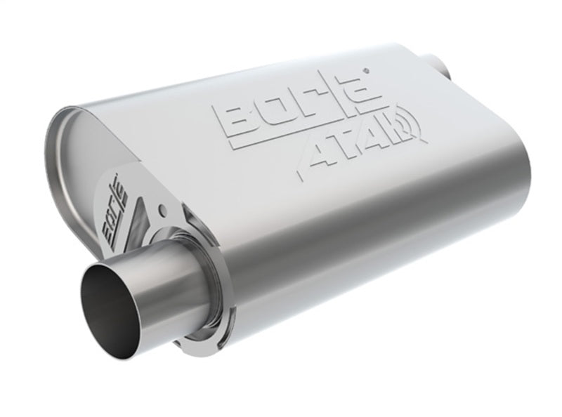 Borla CrateMuffler 2.5 Inch Offset Center Oval Muffler 14 Inch by 4.35 Inch by 9 Inch SBC 283 327 350