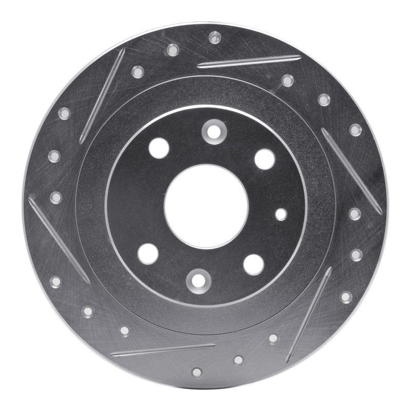R1 Concepts Rear Left Drilled & Slotted Brake Rotor - Mazda Miata / Ford Escort 1990-2003 - Silver