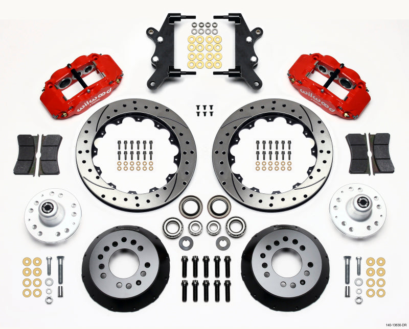 Wilwood Narrow Superlite 6R Drilled Front Hub Big Brake Kit 12.88in - Ford / Mercury Full Size 1964-1968 - Red