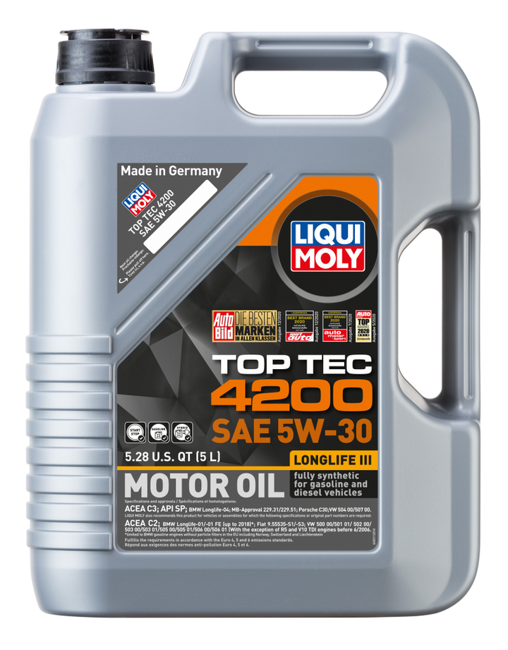 LIQUI MOLY 5L Top Tec 4200 Motor Oil SAE 5W30 for Acura Integra - BMW 3 Series - Chevrolet Camaro & More - OneFastShop