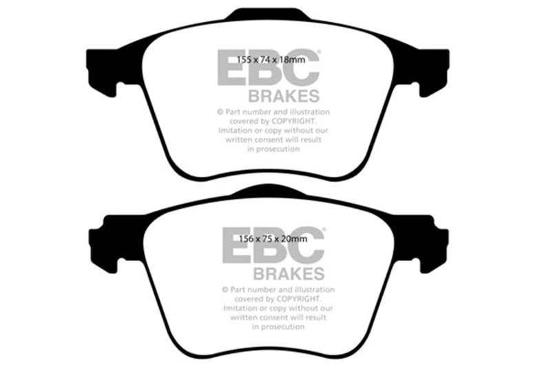 EBC Redstuff Front Brake Pads for 2011-2017 Volvo S60 2.5 Turbo T5 with 315mm Front Rotors - OneFastShop