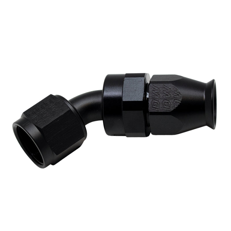 Deatschwerks 8An Female Swivel 45-Degree Hose End Ptfe (Incl 1 Olive Insert) - Anodized Matte Black