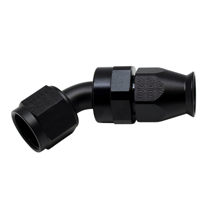 Deatschwerks 8An Female Swivel 45-Degree Hose End Ptfe (Incl 1 Olive Insert) - Anodized Matte Black - OneFastShop