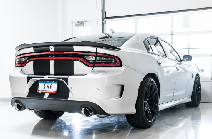 AWE Tuning Track Edition Exhaust with Chrome Silver Tips for Dodge Charger 6.4L/6.2L Supercharged - 2015+ - OneFastShop