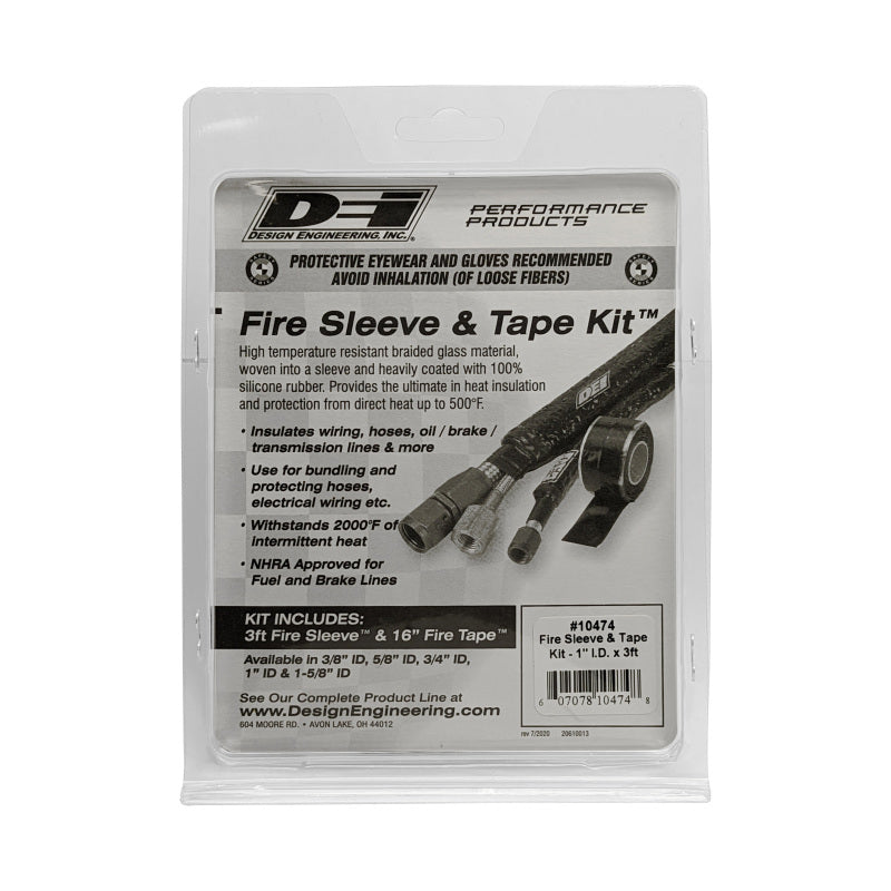 DEI Fire Sleeve and Tape Kit 1in I.D. x 3ft for Fuel, Transmission, and Brake Lines - OneFastShop