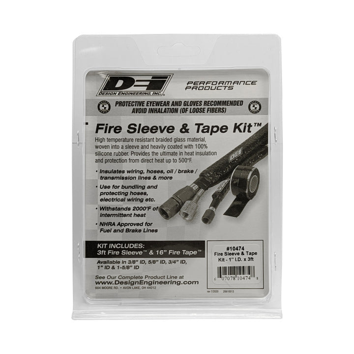 DEI Fire Sleeve and Tape Kit 1in I.D. x 3ft for Fuel, Transmission, and Brake Lines - OneFastShop