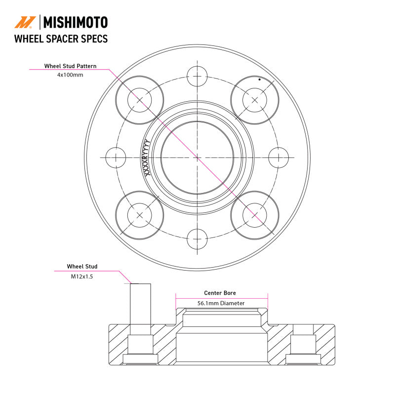 Mishimoto 5x114.3 Wheel Spacers – 66.1 – 30 – M12 – Black