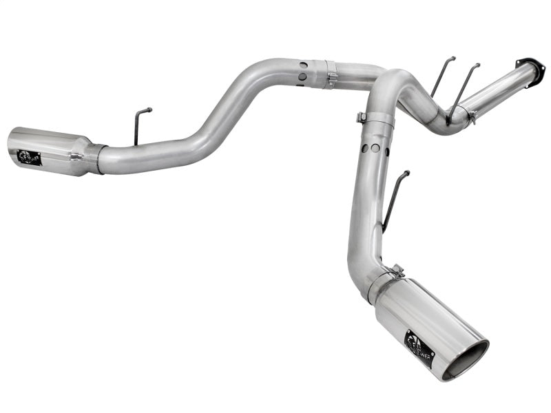 AFe Atlas Exhaust 4in DPF-Back Exhaust Aluminized Steel Polished Tip - 2011-2014 Ford Diesel Truck V8-6.7L