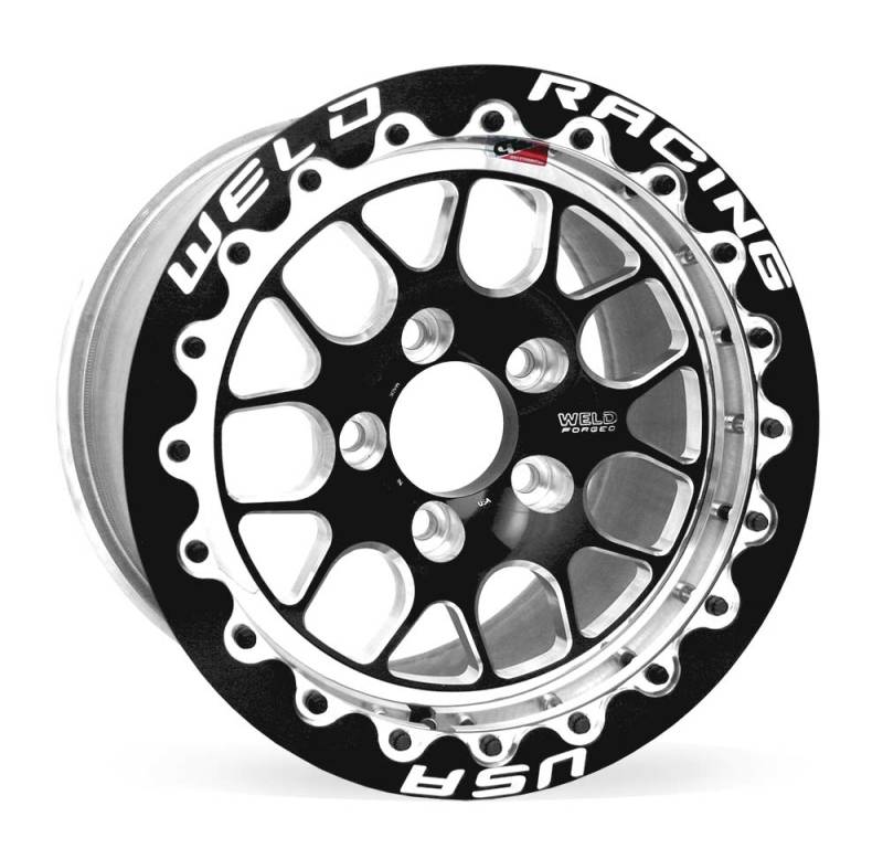 Weld S77 Black Wheel 15x10.33 5x120mm BP 7.5in BS Medium Pad Black Single Beadlock MT