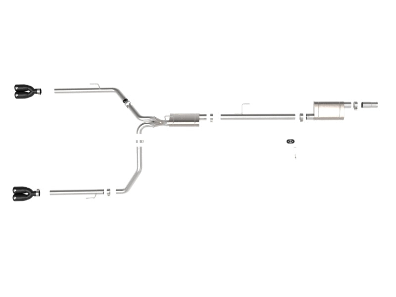 aFe Vulcan Series 3 Inch-2-1/2 Inch 304 SS Cat-Back 2020 Jeep Gladiator (JT) V6-3.6L With Black Tips