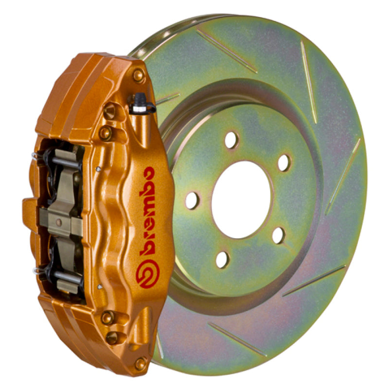 Brembo Front GT BBK 4 Piston Cast 2pc 326 x30 Rotor Slotted Type-1 - Gold for 15-21 WRX (VA) - OneFastShop