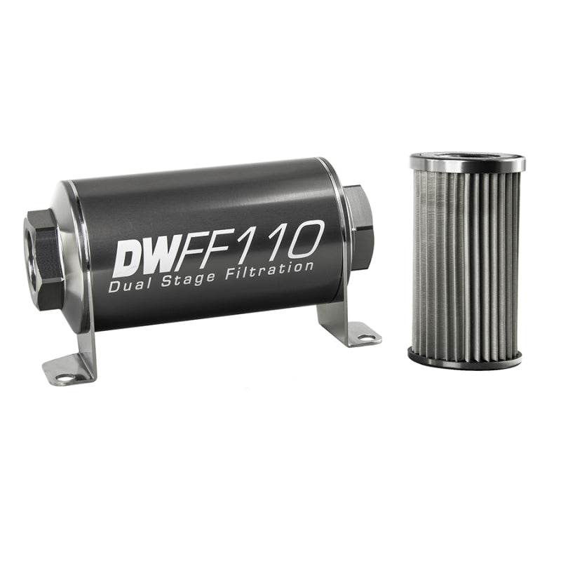 DeatschWerks Stainless Steel 10AN 10 Micron Inline Fuel Filter Housing Kit 110mm