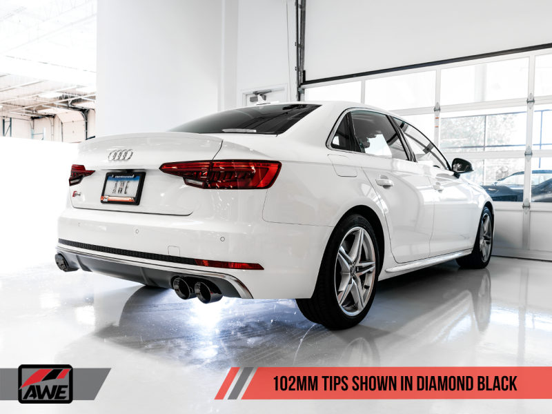 AWE Tuning Audi B9 S4 Touring Edition Exhaust - Non-Resonated (Black 102mm Tips).