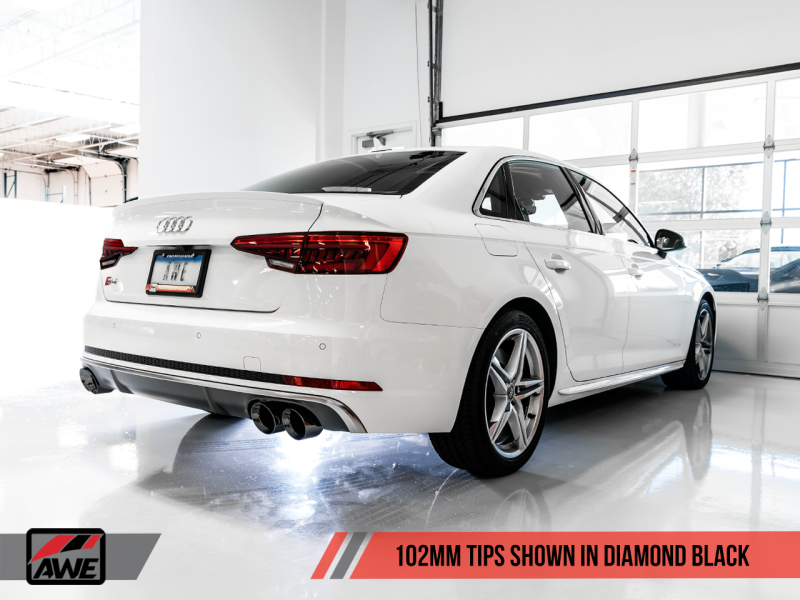 AWE Tuning Audi B9 S4 Track Edition Exhaust - Non-Resonated (Black 102mm Tips).