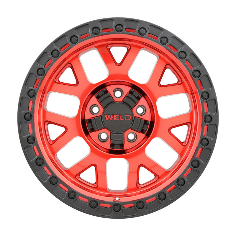 Weld Off-Road W133 17X9 Cinch Wheel 6X135 6X139.7 ET-12 BS4.50 Candy Red Satin Black Ring 106.1 (133)