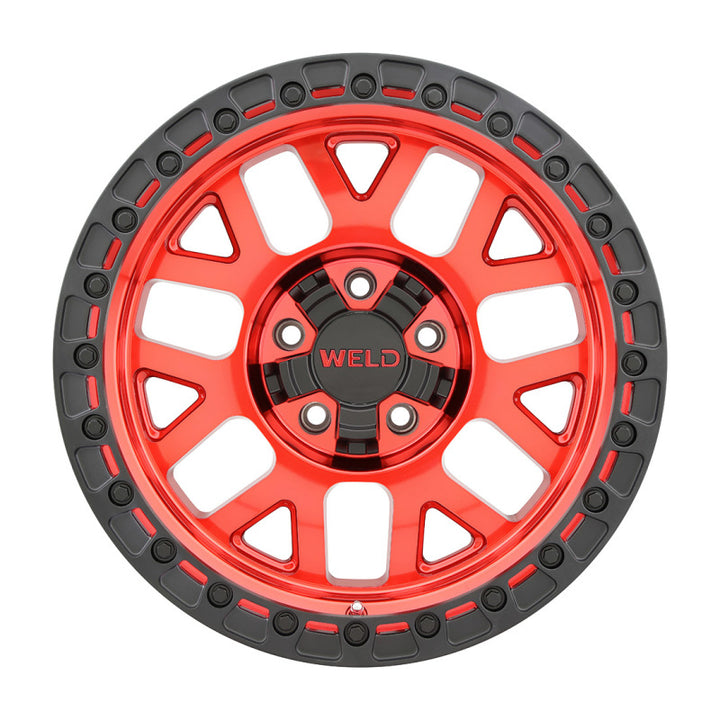 Weld Off-Road W133 17X9 Cinch Wheel 6X135 6X139.7 ET-12 BS4.50 Candy Red Satin Black Ring 106.1 (133)
