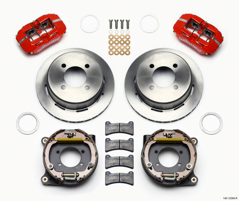 Wilwood Dynapro Low-Profile 11.00in P-Brake Kit Red Ford 7.5in Rear 2.80 Offset 1964-1966 Mustang Ranchero Comet - OneFastShop