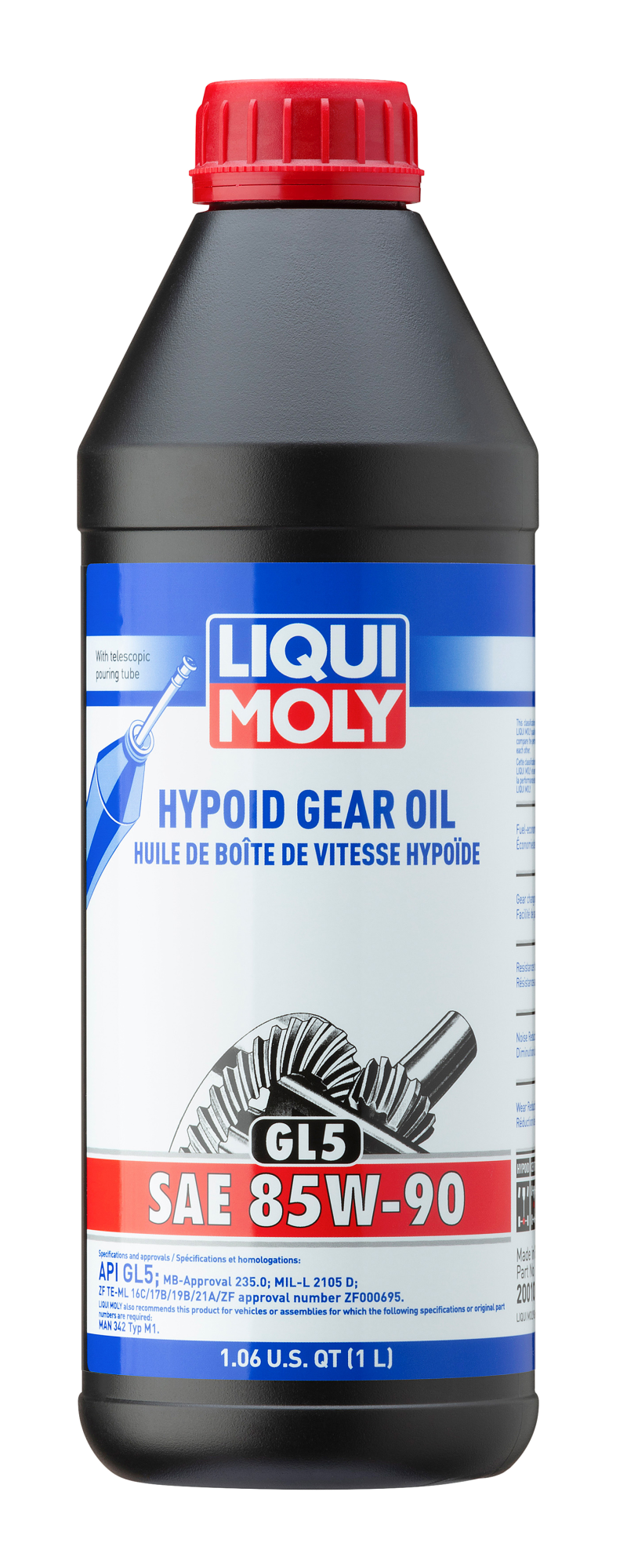 LIQUI MOLY Hypoid Gear Oil SAE 85W90 - 1L - GL5 - Acura MDX, RDX, RL, TL, TLX, ZDX, Audi, Bentley, BMW, Chrysler, Dodge, Ford, Magnum, Sprinter 2500, Stealth, E-150, E-250, E-350, Grand Caravan, Town & Country