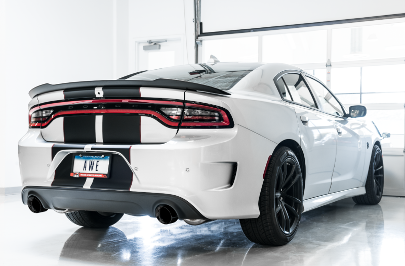 AWE Tuning Non-Resonated Touring Edition Exhaust for 2015+ Dodge Charger 6.4L/6.2L - Diamond Black Tips - OneFastShop