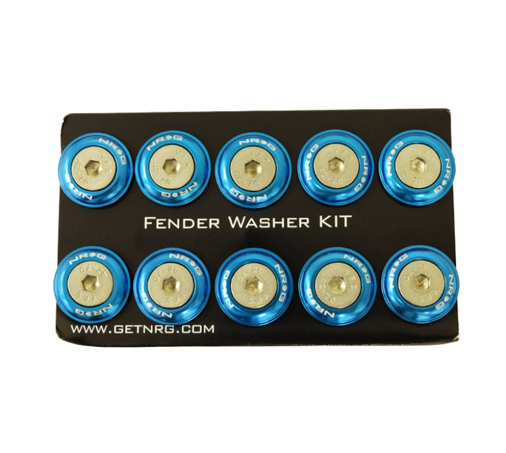 NRG Fender Washer Kit with Rivets for Plastic (Blue) - Set of 10