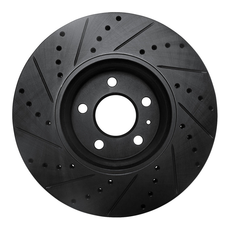 R1 Concepts eLine Front Right Drilled & Slotted Brake Rotor - Audi A4 / A5 / Q5 2011-2017 - Black, image 4