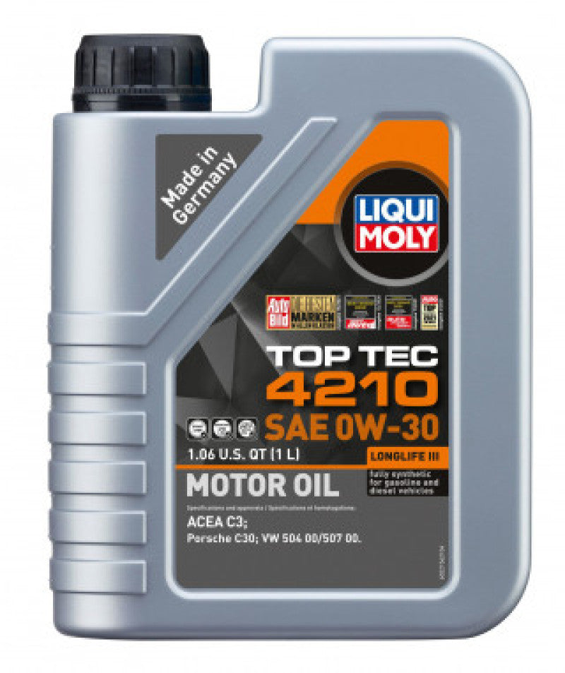 LIQUI MOLY Top Tec 4210 1L SAE 0W30 Motor Oil - Compatible with Various Acura, Audi, BMW, Bentley, Buick, Cadillac, Chevrolet, Chrysler, and Dodge Models