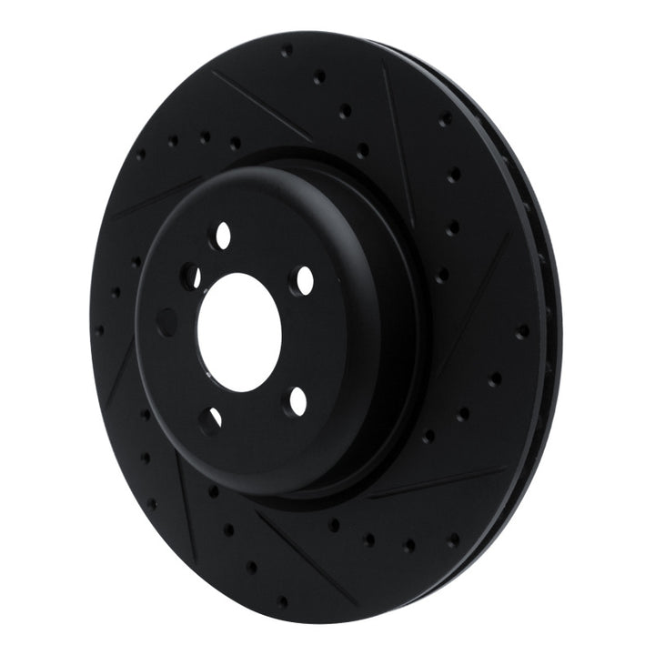 R1 16-25 BMW 330e Rear Right Drilled & Slotted Black Brake Rotor