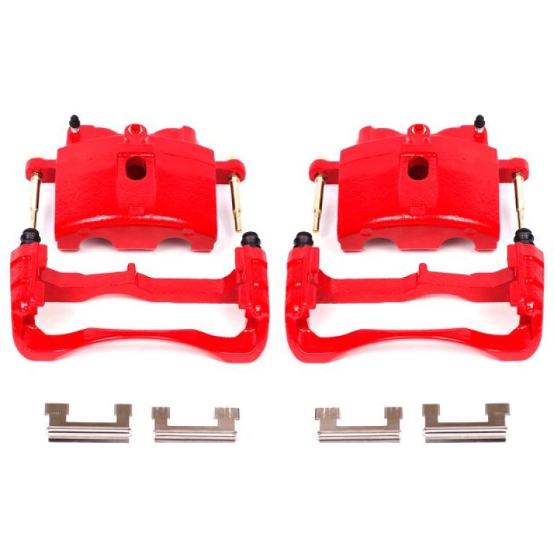 PowerStop Front Red Calipers with Brackets - Pair for 00-04 Cadillac DeVille