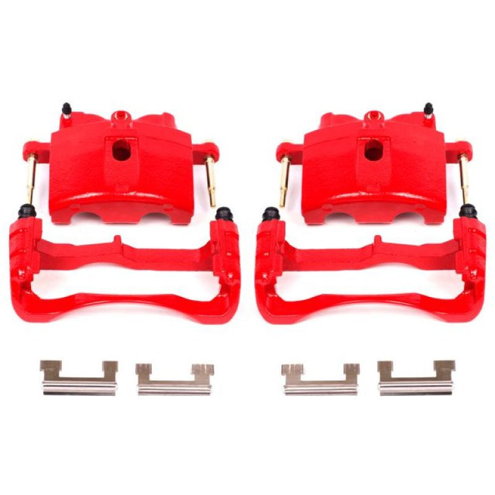 PowerStop Front Red Calipers with Brackets - Pair for 00-04 Cadillac DeVille