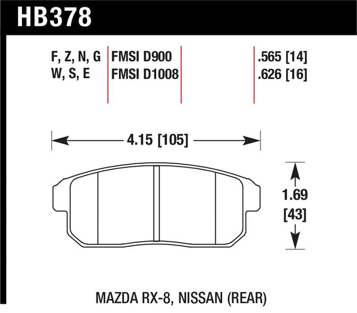 Hawk Mazda RX-8 And Nissan Track DTC-30 Race Rear Brake Pads - OneFastShop