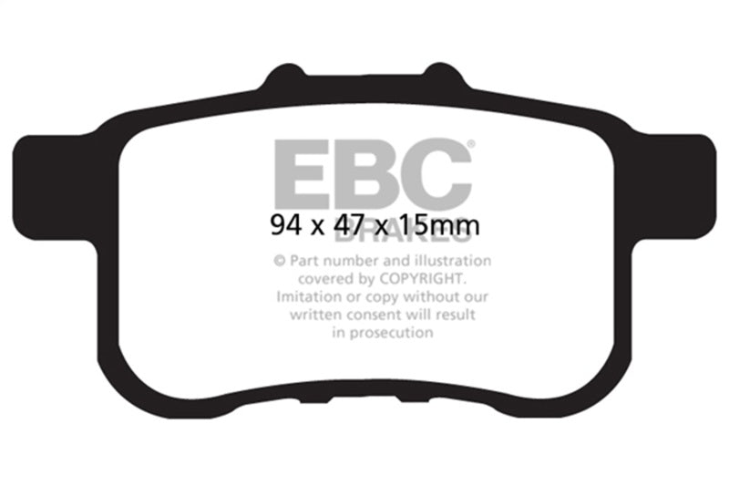 EBC Greenstuff Rear Brake Pads for 09-14 Acura TSX 2.4 - OneFastShop