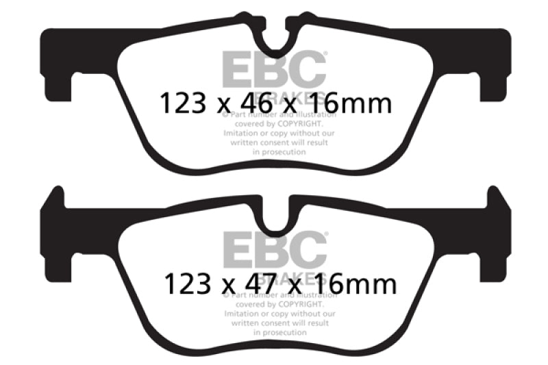 EBC Ultimax2 Rear Brake Pads for 14+ BMW 228 Coupe 2.0 Turbo ATE Calipers