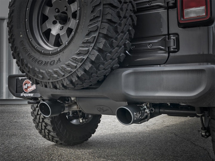 aFe Rebel Series Axle-Back Exhaust 2.5in 409 SS Black Tips - 2018+ Jeep Wrangler (JL) V6 3.6L