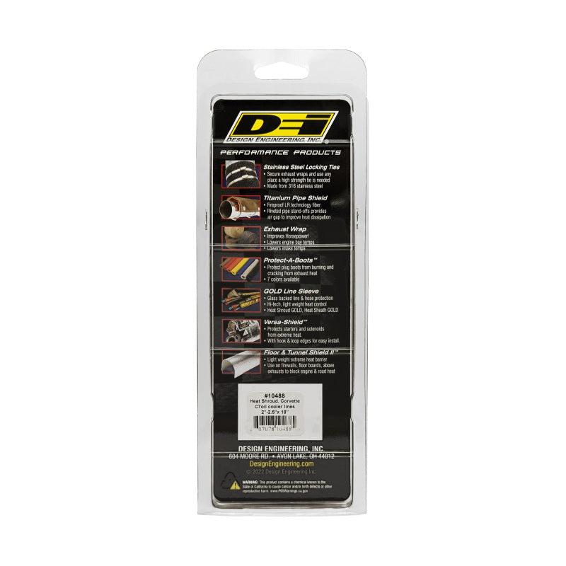 DEI Oil Cooler Line Sleeves 2in - 2-1/2in x 18in Heat Shroud for 2014-2019 Chevrolet Corvette Stingray, Z06, Grand Sport, ZR1