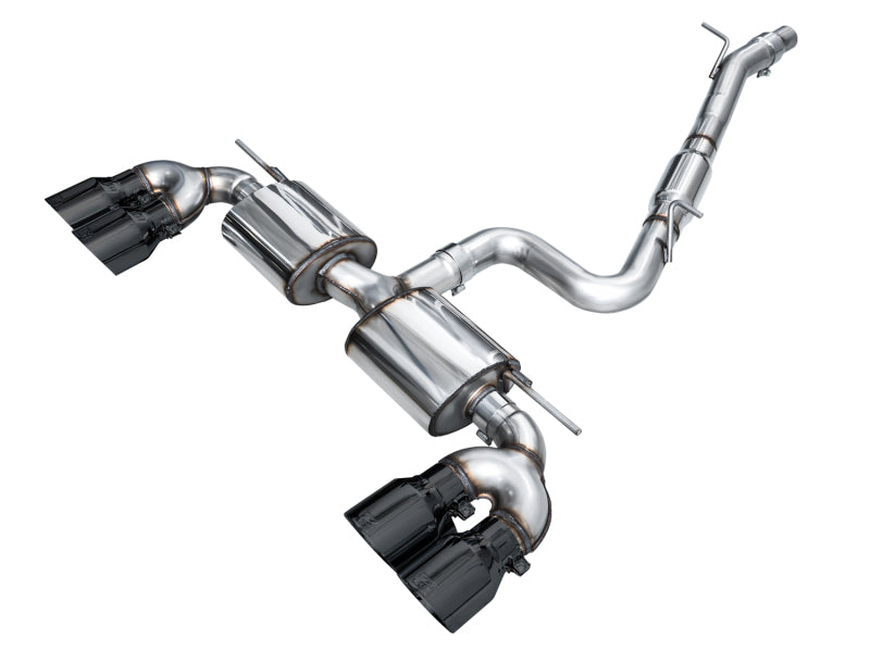 AWE Touring Edition Quad Exhaust - 3in, Diamond Black Tips for Volkswagen Golf R MK8