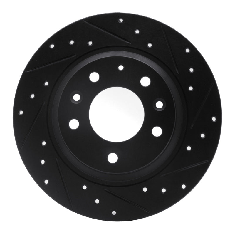 R1 Concepts Drilled & Slotted Rear Right Brake Rotor - Ford Fusion / Mazda MX-5 Miata 1998-2015 - Black