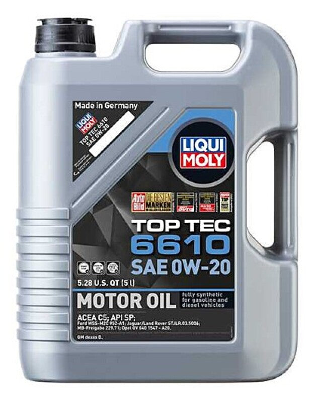LIQUI MOLY 5L Top Tec 6610 Motor Oil SAE 0W20 - Compatible with Acura ILX, Integra, MDX, RDX, RLX, TLX and more